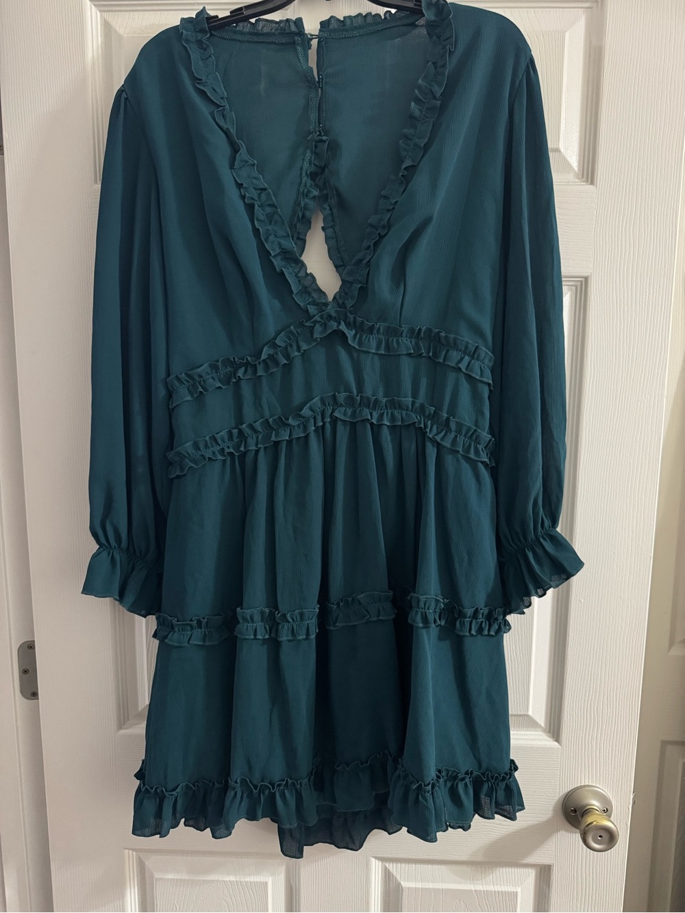 Teal Green Ruffled Hem Dress